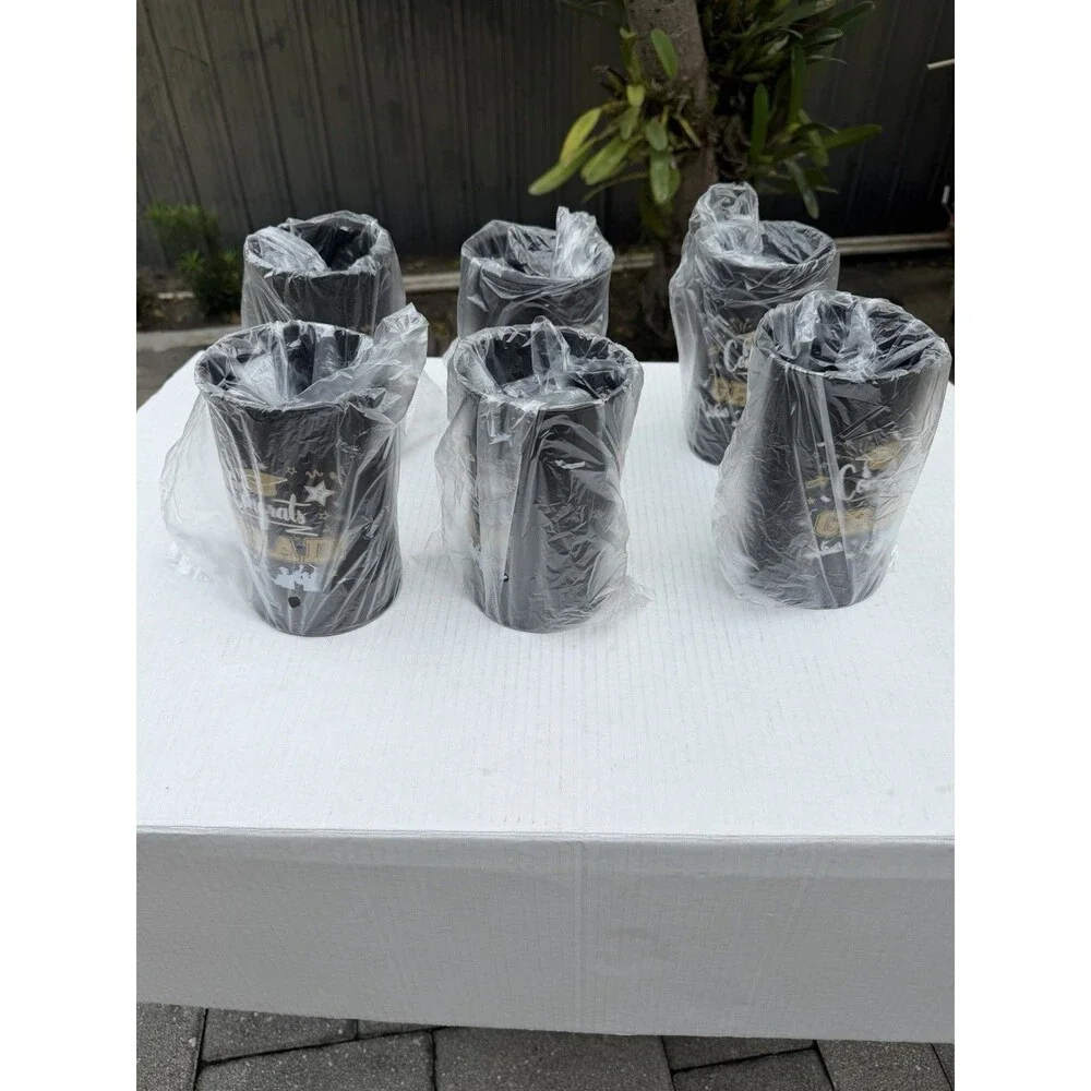 Set of 6 Black Plastic 16oz Tumblers “Congrats Grad” – Graduation Cups